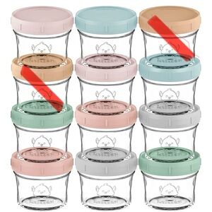 🍼 Lot 10 KeaBabies Baby Food plastic Lids EUC Musk Dusk threaded screw twist lid